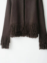 Vintage Tassel Knitted Cardigan – Elegant O-Neck Long Sleeve Sweater (USA Made)