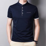 Men's Stand Collar Polo Tee – Solid, Anti-Wrinkle