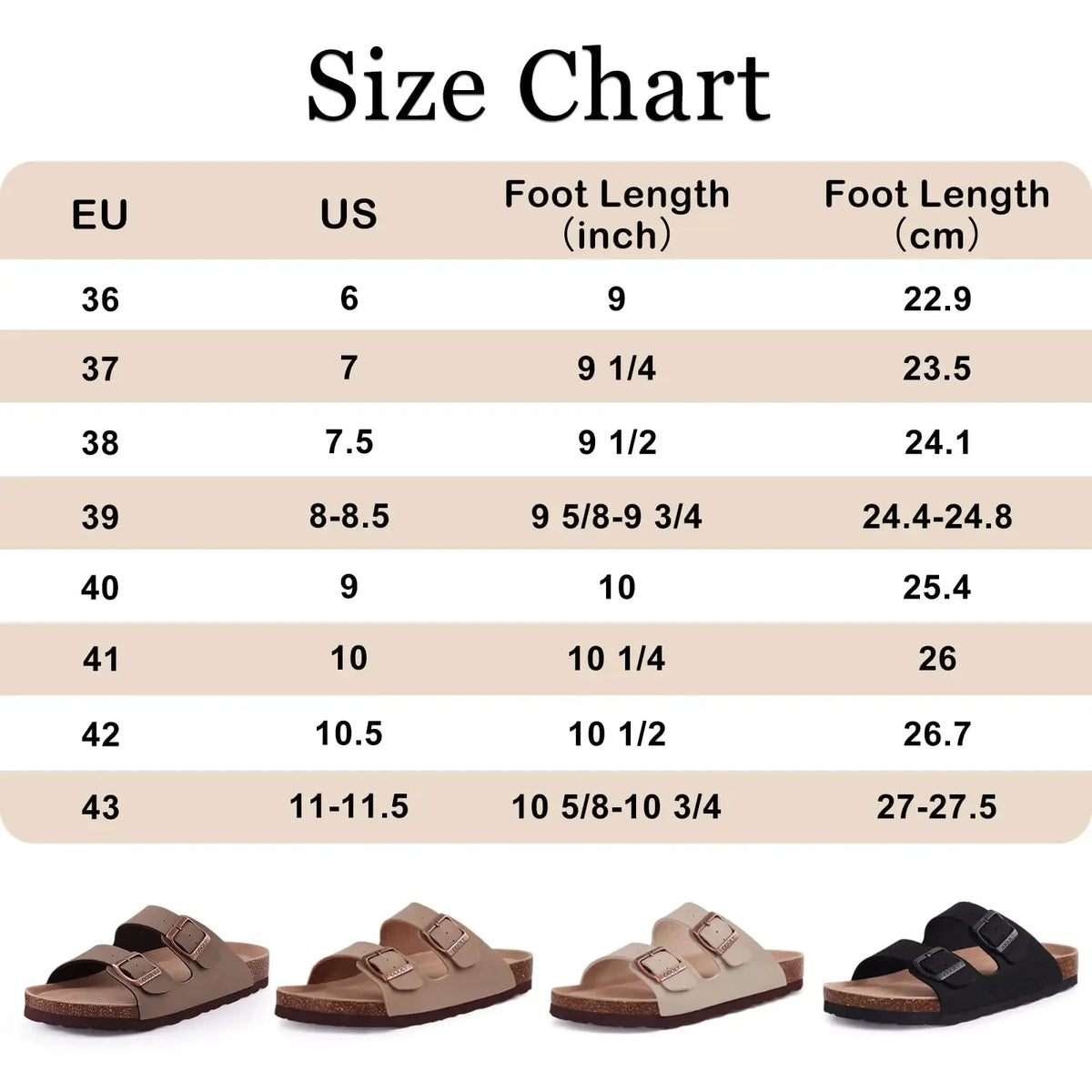Comwarm Men's Cork Footbed Slides Sandals Arch Support Summer Outdoor Sandals with Adjustable Buckle Leisure Men Leather Slides