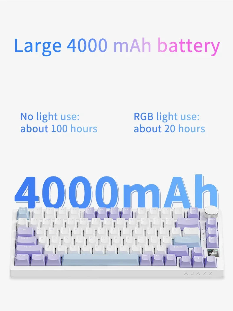 AJAZZ AK820 Wireless Gaming Keyboard, GASKET Structure, RGB Backlight, 5-Layer Sound Dampening Foam, PBT Keycaps