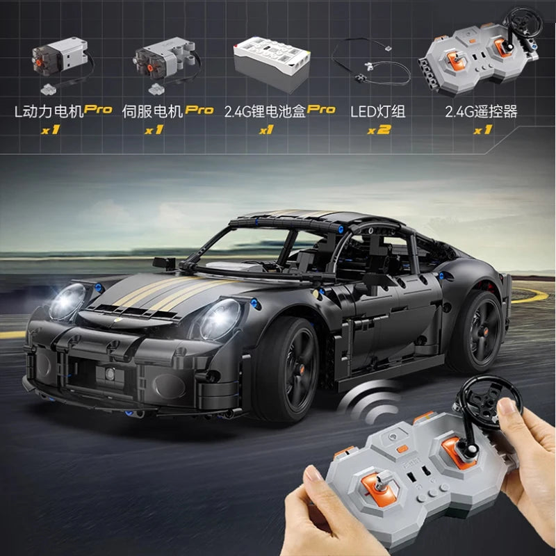 Cada 1655Pcs 1:10 New 2024 RC Classic Germany 2019 Sports Car LED Building Blocks City Remote Control Racing Car Bricks Toys Boy