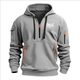 Men’s Printed Fleece Hoodie with Zipper Details