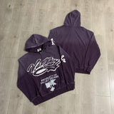 Streetwear Patchwork Letter Embroidery Zipper Terry Hooded Hoodie for Men Distressed Hole Cardigan Sweatshirt Jacket Oversized