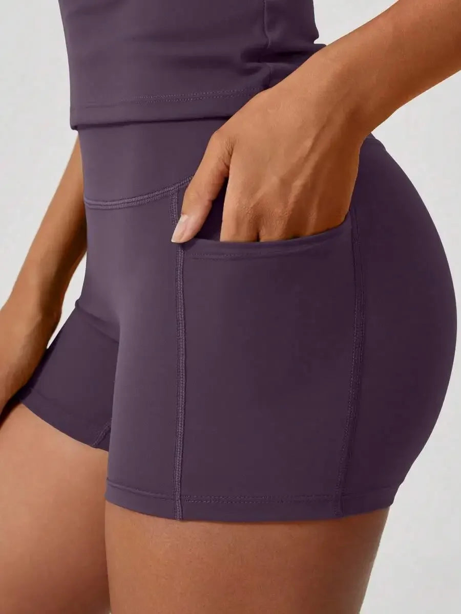 Women's Sculpting Sports Short Sleeve & High-Waist Shorts Set