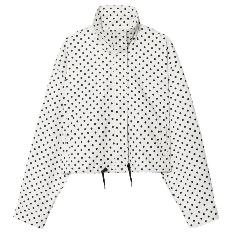 HXAO Polka Dot Bomber Jacket – Women's Zip-Up Coat