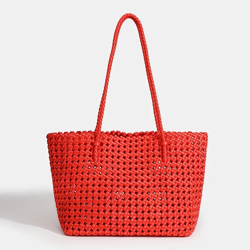 Nylon Bucket Bag Women Shoulder Strap Handbag Woven Tote Luxury Designer Medium Size