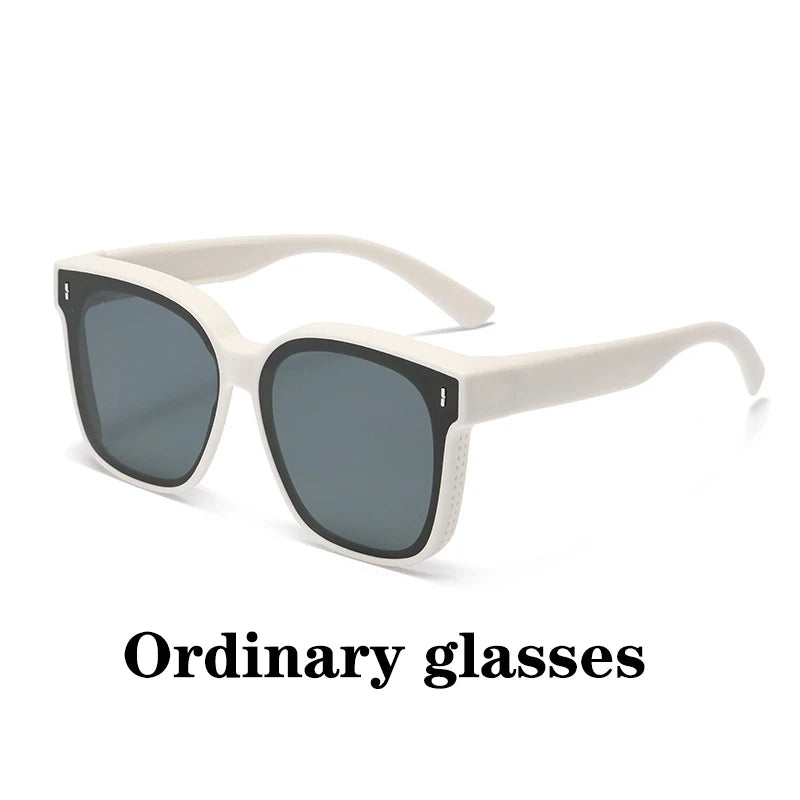 Polarized Clip-On Sunglasses for Glasses Wearers, Fashion Square Over Glasses Myopia Sunglasses, UV400 Protection for Driving, Fishing & Outdoor Use