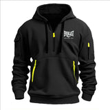Men’s Printed Fleece Hoodie with Zipper Details