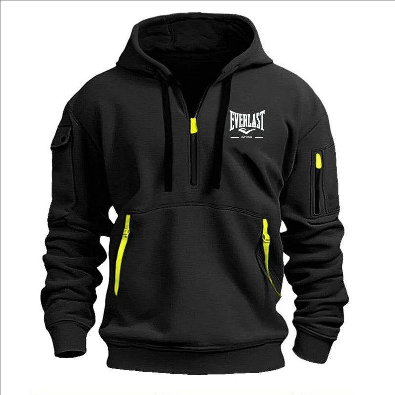 Men’s Printed Fleece Hoodie with Zipper Details