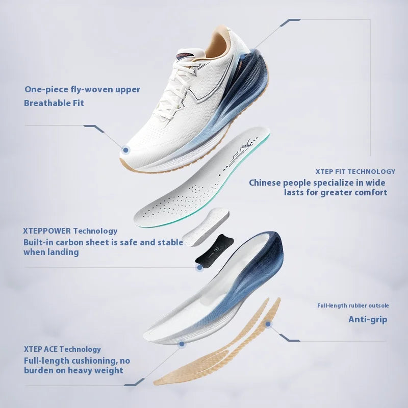 Xtep QINGYUN Running Shoes for Men 2025 Spring Lightweight Cushioned Wear-Resistant Training Professional Sneaker 975119110053
