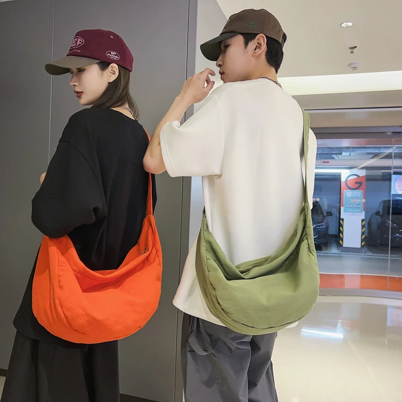 Solid Color Canvas Female Crossbody Bags For Women Large Capacity Shopping Messenger Bag Student Shoulder Bag Unisex School Bag