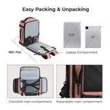 BAGSMART Men Women Travel Backpack with Shoe Compartment Airplane Compression Backpack Waterproof Anti‑theft Cabin Bag