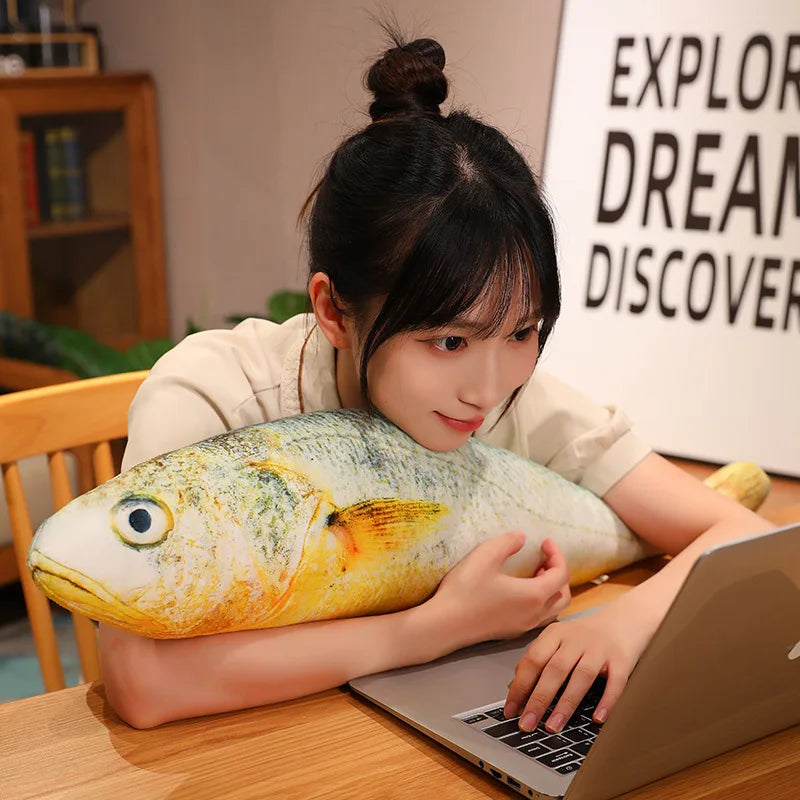 New Simulation Large Yellow Croaker Plush Toys Lifelike Fish Dolls Stuffed Soft Throw Pillow Sleeping Cushion Decor Gift