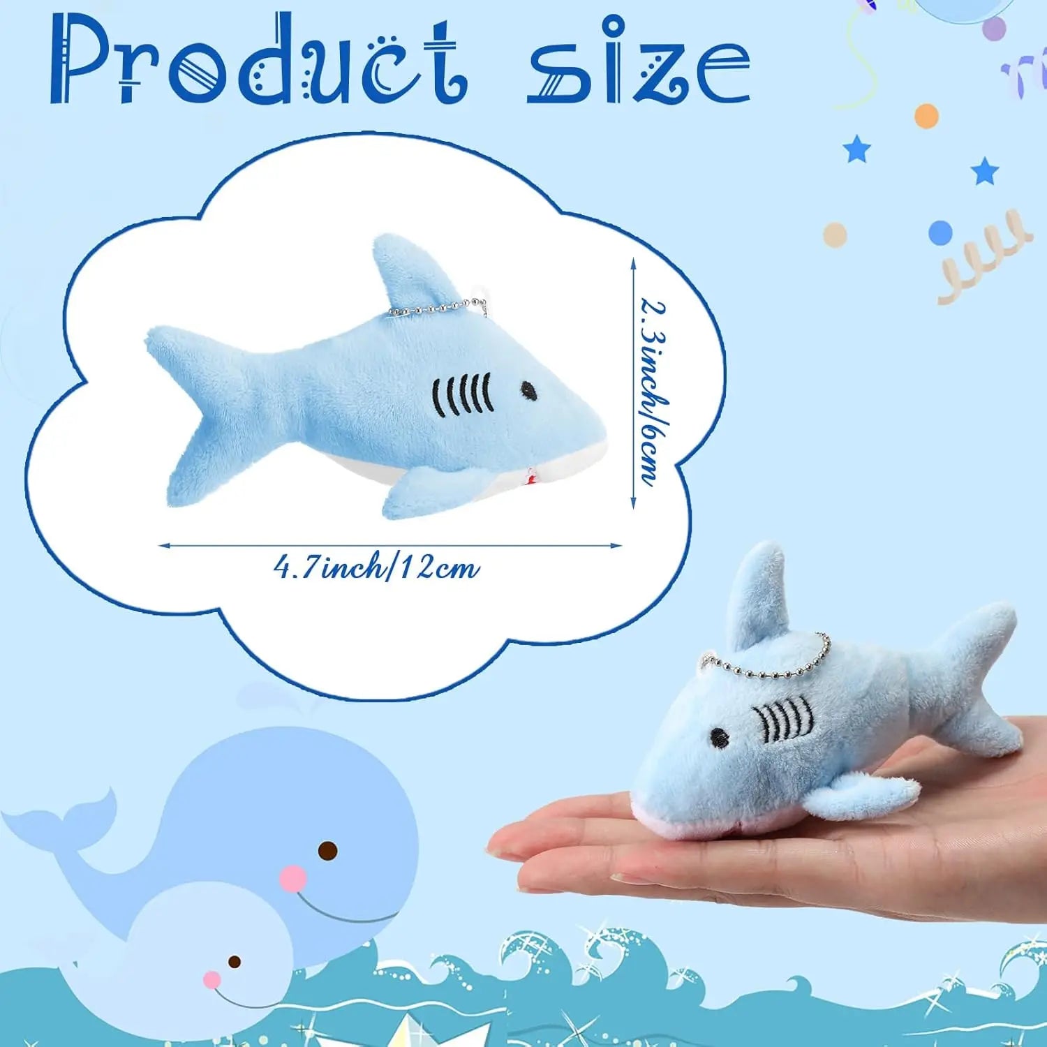 12-48Pcs Shark Plush Keychain Mini Stuffed Animal 3.94" Shark Party Favors Bulk Soft Tiny Shark Keychain Shark Backpack Keychain