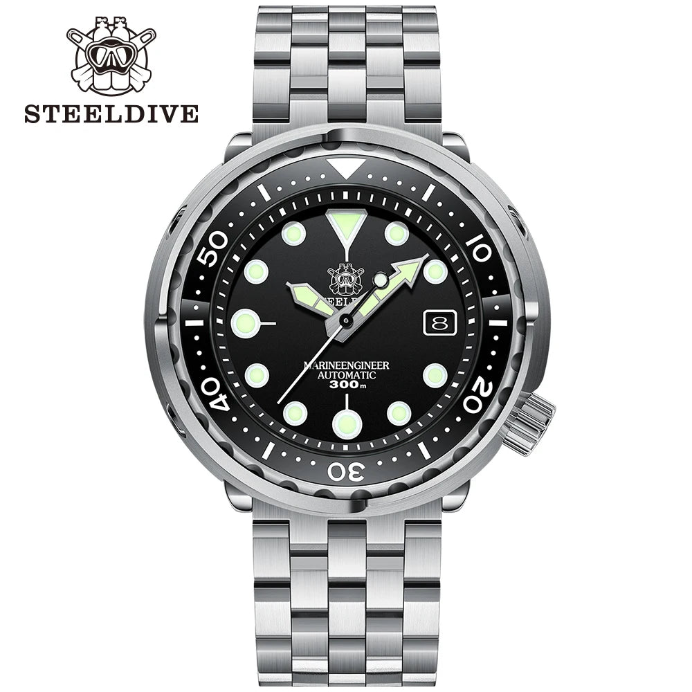STEELDIVE SD1975 Luxury Auto Watches Men Dive Watch 300m Waterproof C3 Luminous Clock Sapphire Mirror NH35 Mechanical Wristwatch