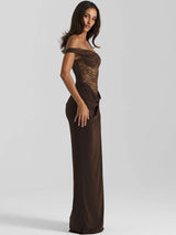 One-Shoulder Lace Gown – Sleeveless Backless Maxi Club Dress