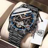 POEDAGAR Luxury Automatic Male Watch Date Week Luminous Waterproof Tourbillon Men Watch Leather Fashion Mechanical Men's Watches