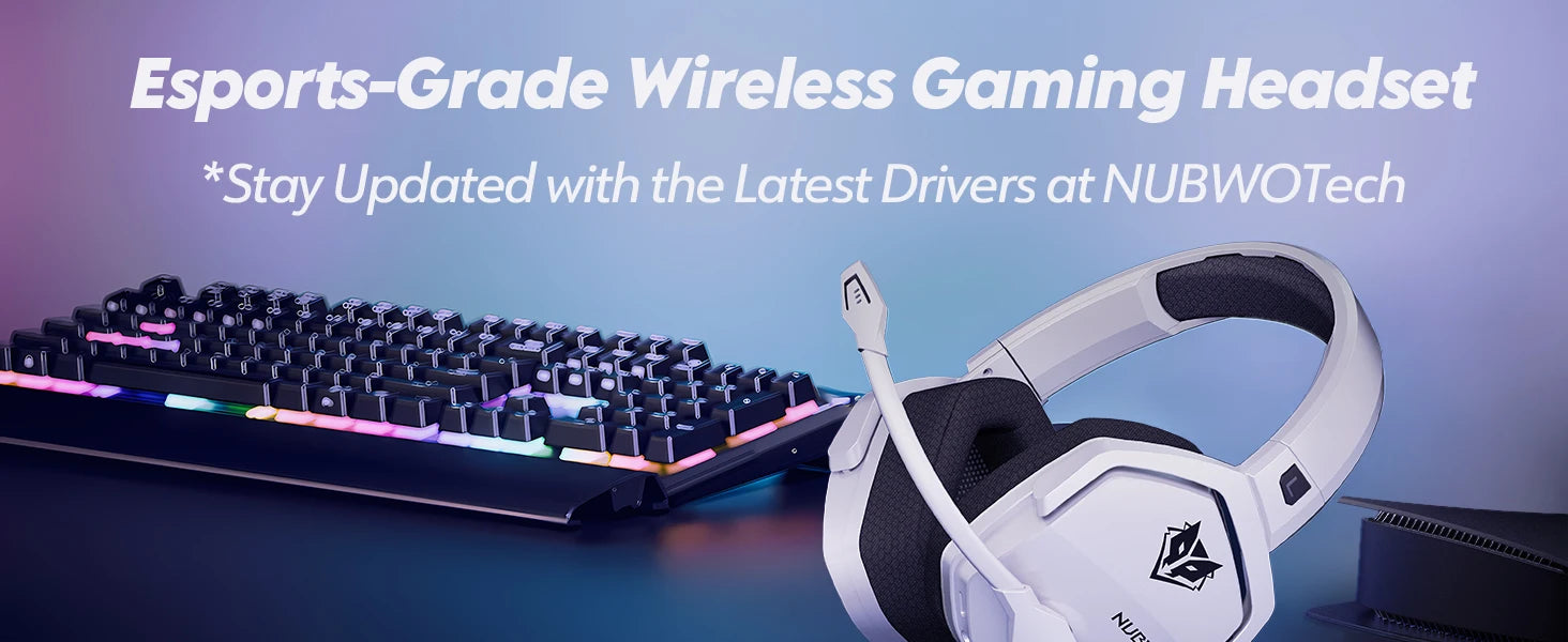 NUBWO G06 Dual Wireless Headsets Gamer 2.4GHz Bluetooth 5.3 Gaming Headphones with Microphone for PS5, PS4, PC, Mobile, Switch