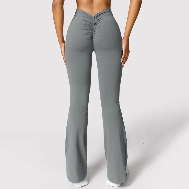 V-Back High-Waisted Flare Leggings