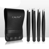 Professional 4-Piece Stainless Steel Tweezers Set with Travel Case - USA Origin