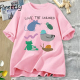 Love The Unloved Men Women T Shirt Funny Animal Pigeon Rat Frog T-shirt Loose Unisex Short Sleeve Tshirt Cotton Tees Streetwear