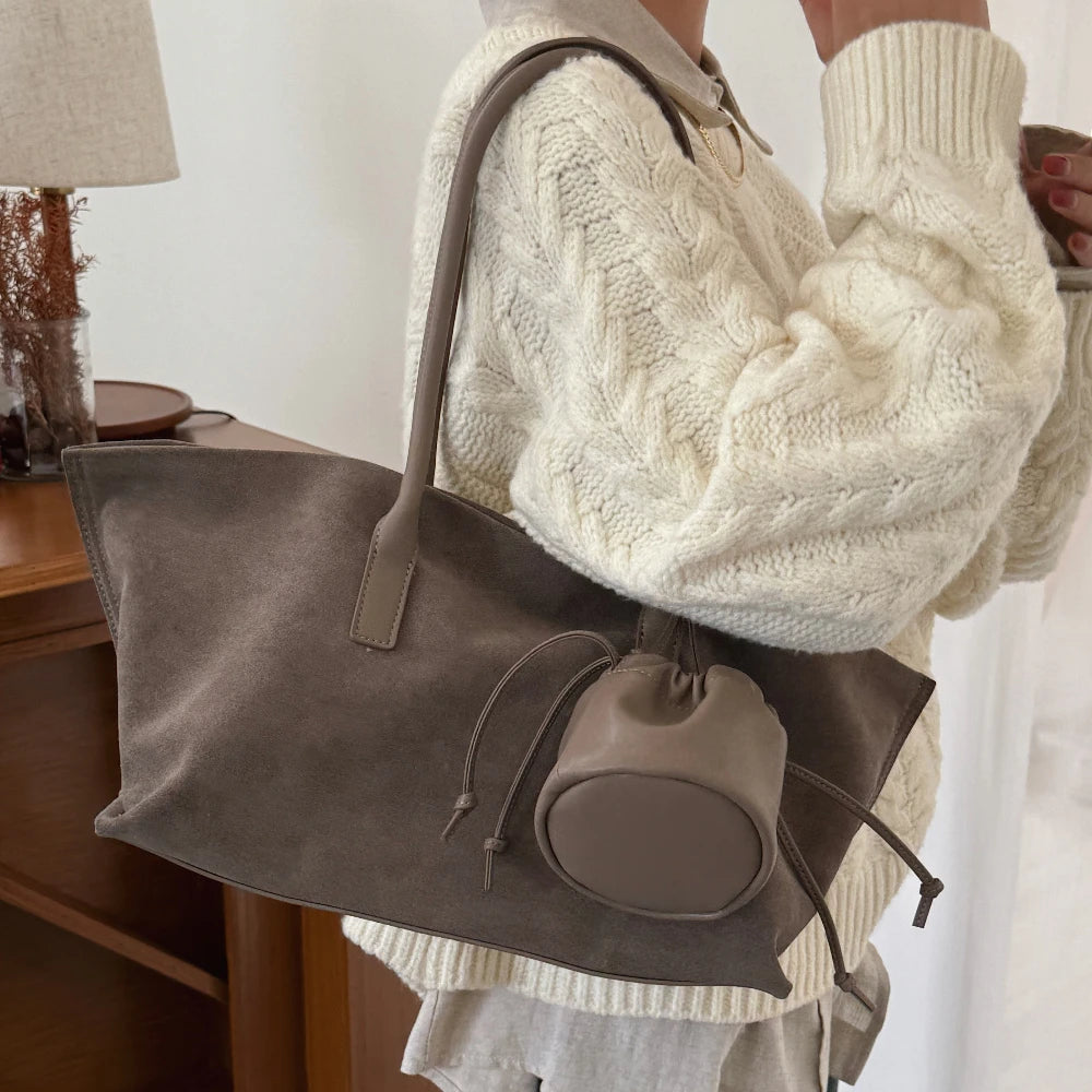 Motingsome Oversized Suede Tote Bag Women Shoulder Handbag and Purses Luxury Design Bags Roomy Casual Tote Large Capacity New In
