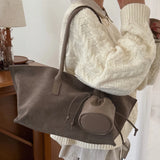 Motingsome Oversized Suede Tote Bag Women Shoulder Handbag and Purses Luxury Design Bags Roomy Casual Tote Large Capacity New In