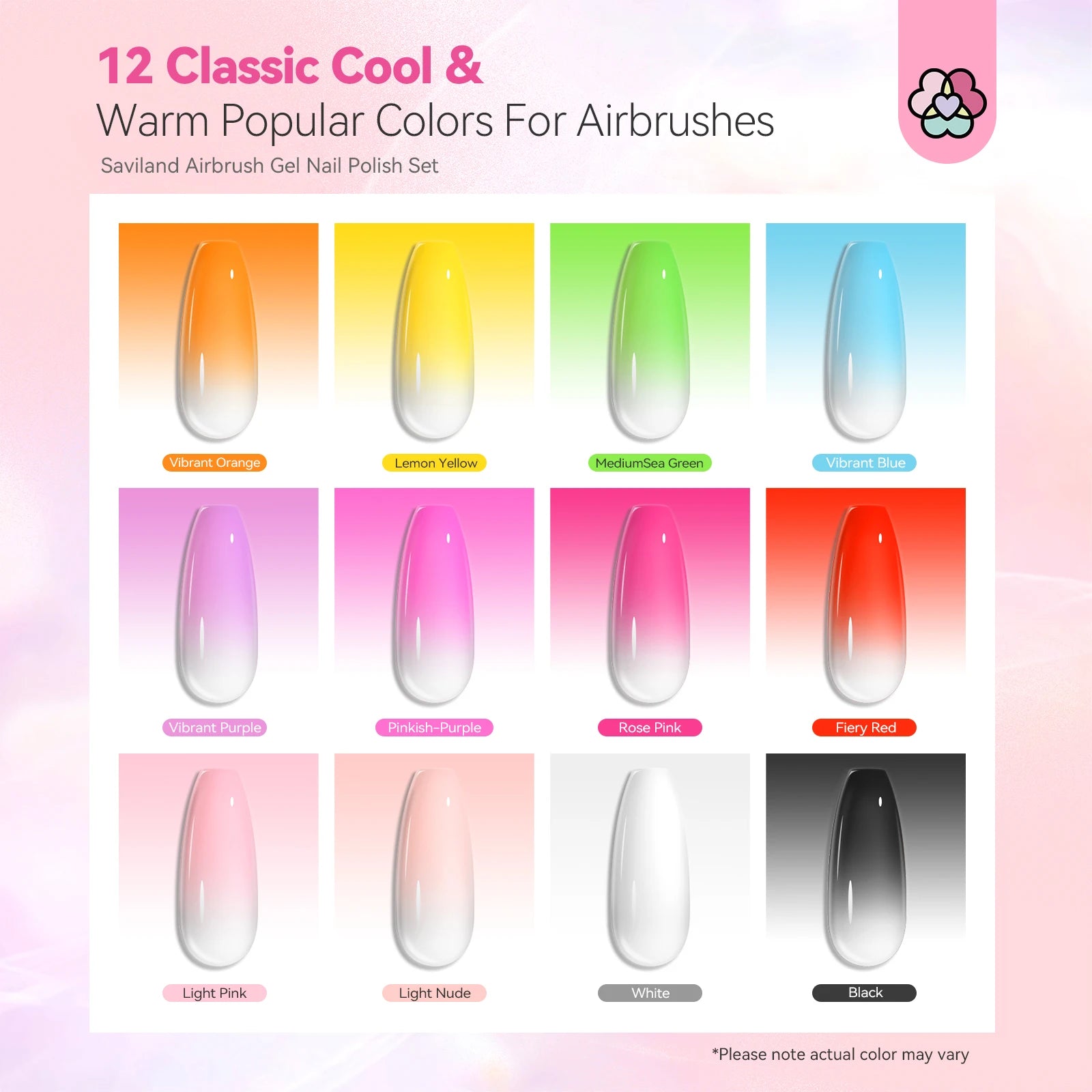 Saviland 12-Color Airbrush Gel Nail Polish Set