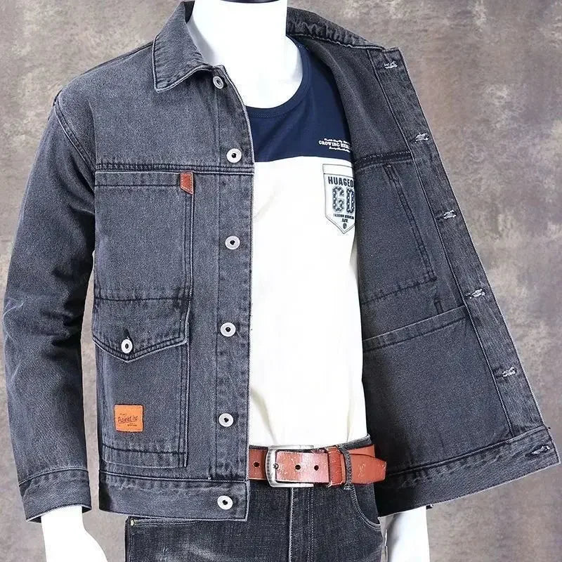 Men's Stylish Blue Denim Jacket – Loose Fit Casual Y2K Jean Coat (USA Made)