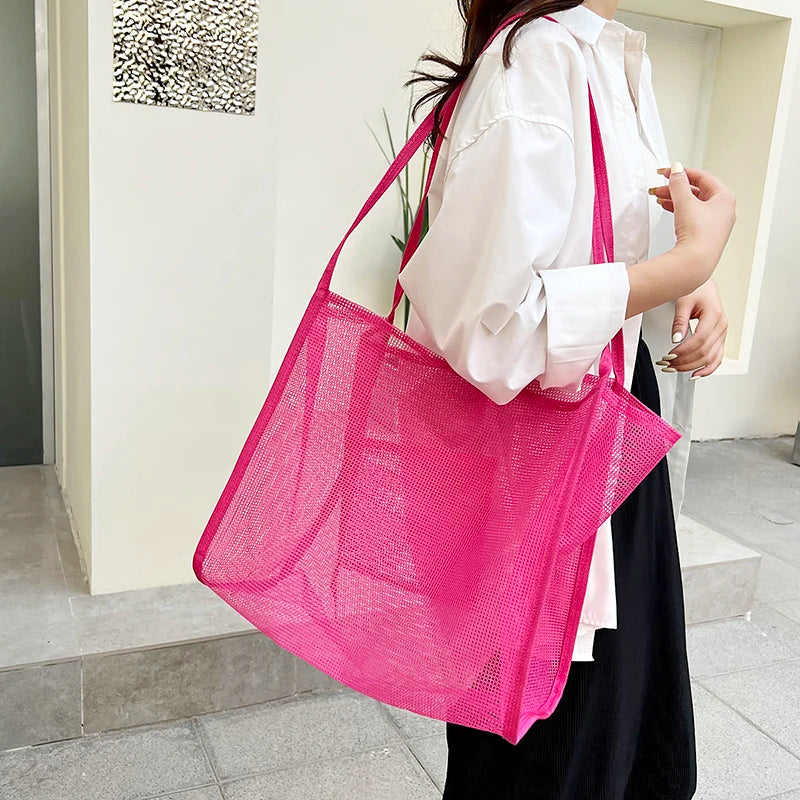 Women's Mesh Tote Bag for Beach & Shopping