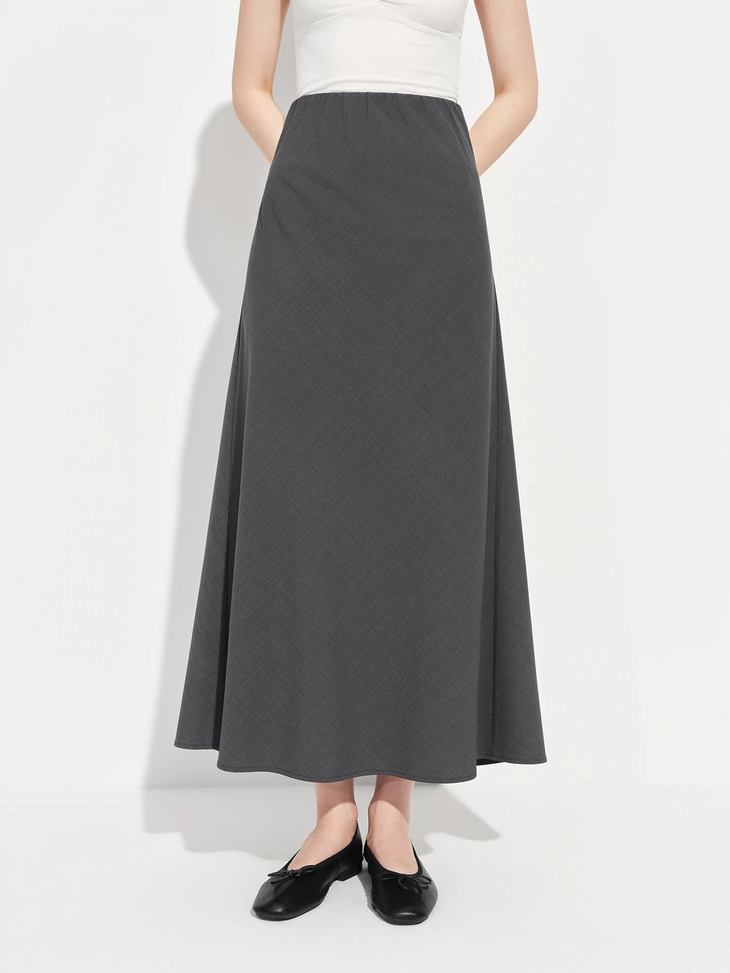 Acetate Trumpet Midi Skirt – Elegant Drape
