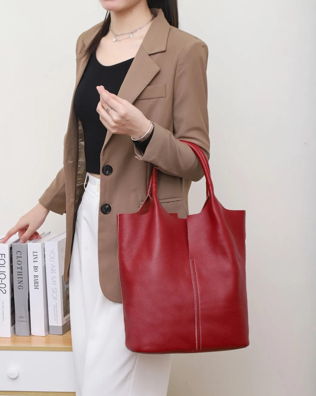 Luxury Soft Leather Bucket Bag | Large Women’s Shoulder Bag
