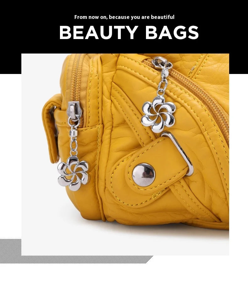 Angelkiss Women Handbags Rose Soft Tote Bag Small Top-handle Purse Fashion Satchel Multi-Pockets Shoulder Bag Hobos Phone Pack