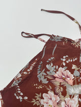 Elegant Floral Print High Slit Halter Dress