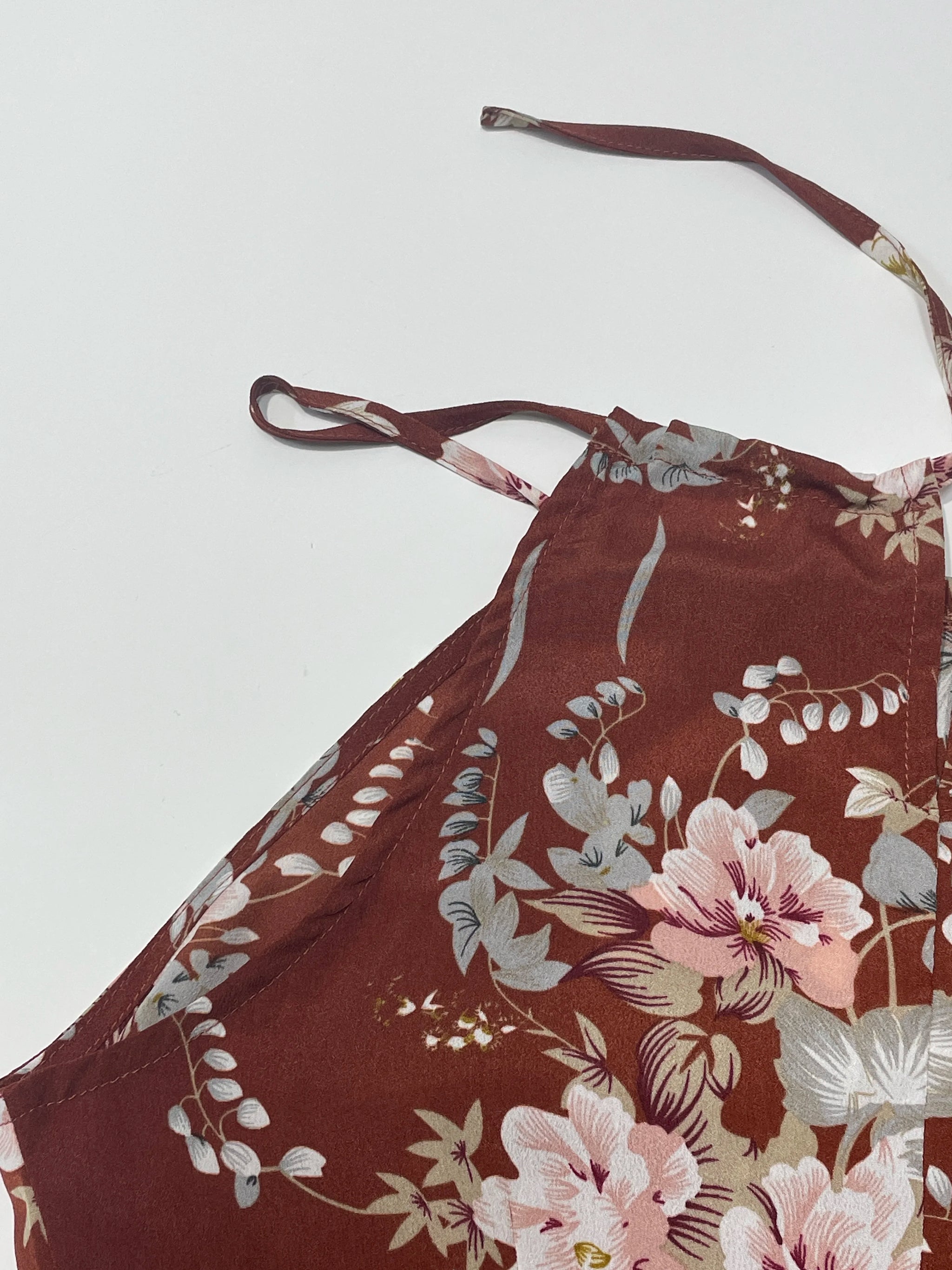 Elegant Floral Print High Slit Halter Dress