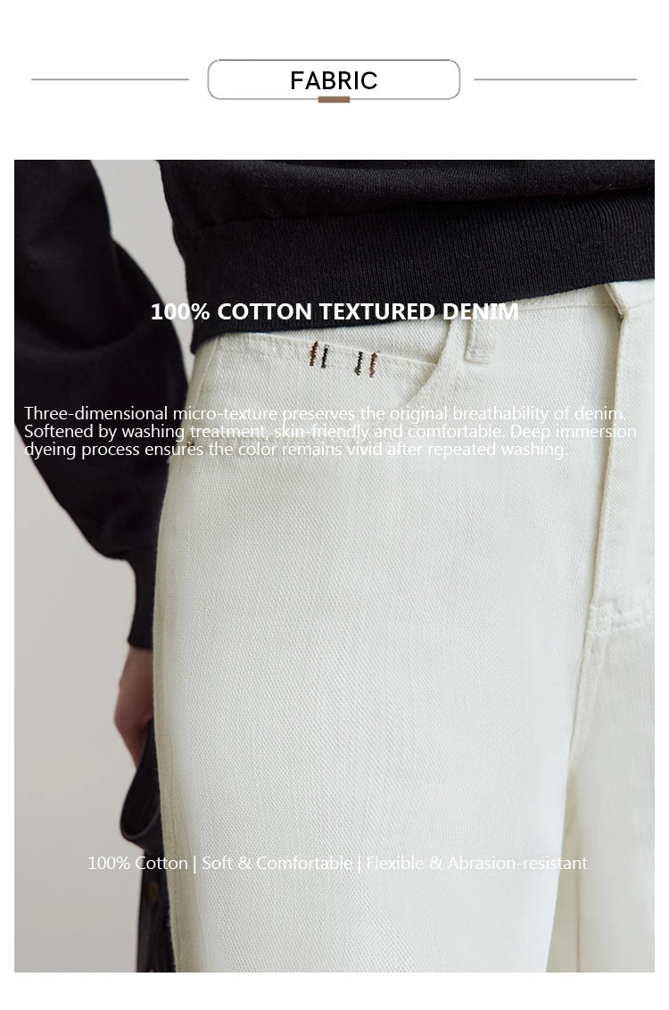 AMII Minimalist 2025 Autumn New Arrival Pants Minimalism Retro Casual Office Lady Pure Cotton Jeans Women Denim Trouser 12543141