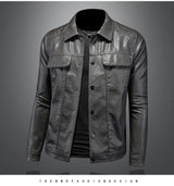 2024 Autumn and Winter New Men's Fashion Handsome with Solid Color Boutique Lapel Motorcycle Leather Coat Slim Fashion  M-5XL