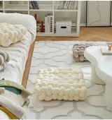Living Room Soft Plush Knot Cushion,Sofa Pillow Solid Square Hand-Woven Home Throw Pillow,Square Woven Seat Cushion