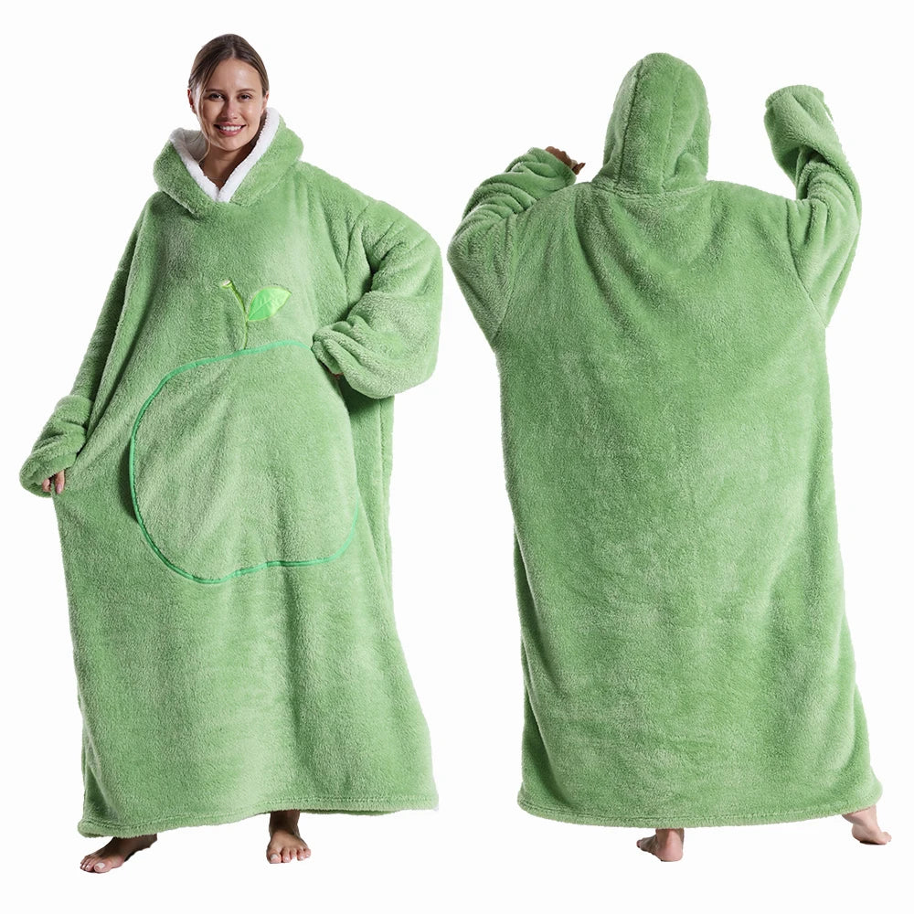 Extra Long Hooded Wearable Blanket