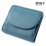 New Women Genuine Leather Mini Wallet RFID Folding Simple Ultra-thin Small Soft Cowhide Wallet Female Card Holder Coin Bags