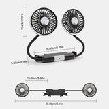 SEAMETAL Dual-Head USB Car Fan | 3-Speed 360° Cooling