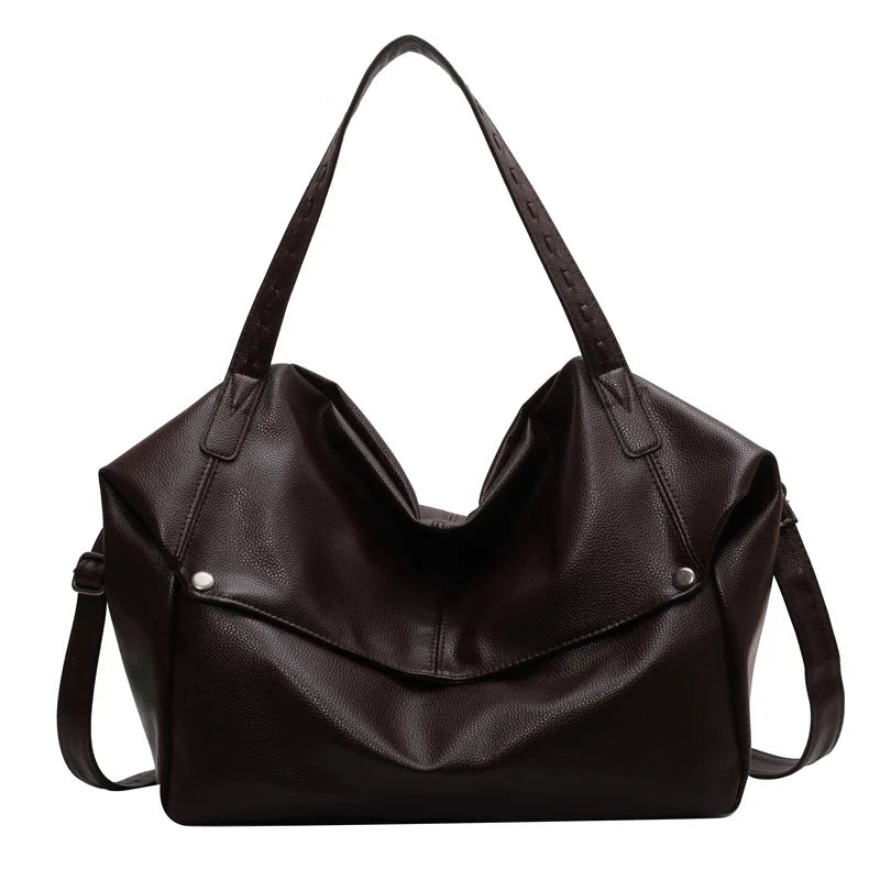 Large Capacity Solid Color Crossbody Shoulder Bag, Fashion Casual Versatile Shopper Tote Bag,Black/White Elegant Women Handbag