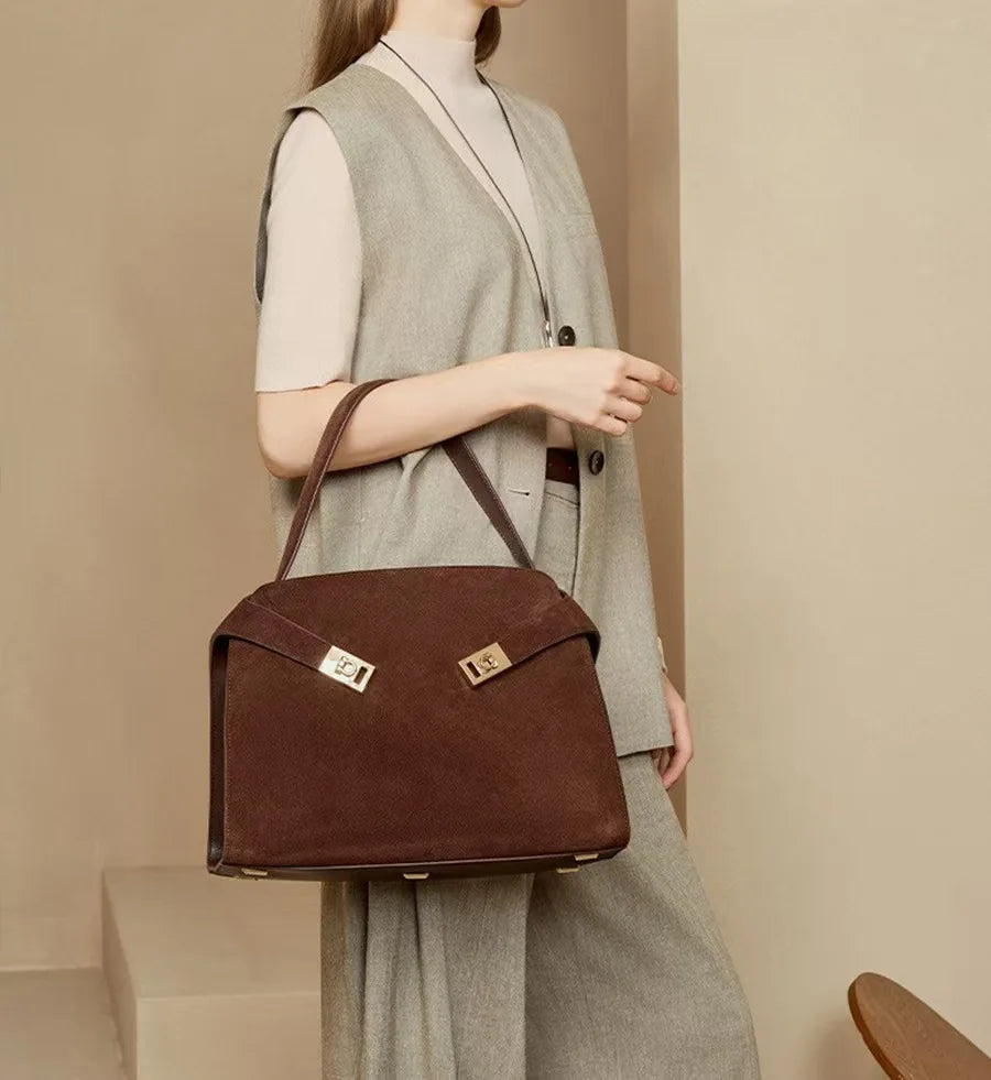 Niche Light Luxury High-end Leather Large-capacity First-layer Cowhide Women's Handbag Tote Bag Commuter Leisure Versatile