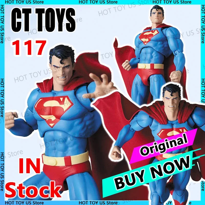 16cm CT Toys Superman MAFEX 117 1/12 DC Superman Hush Figure Anime Action Figure Ornament PVC Statue Collectible Model Toys Gift