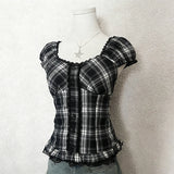 Y2K Gothic Aesthetic Top Square Neck Women's Retro Harajuku Fashion Casual Fairy Style Sweet and Cute Emotional Girl