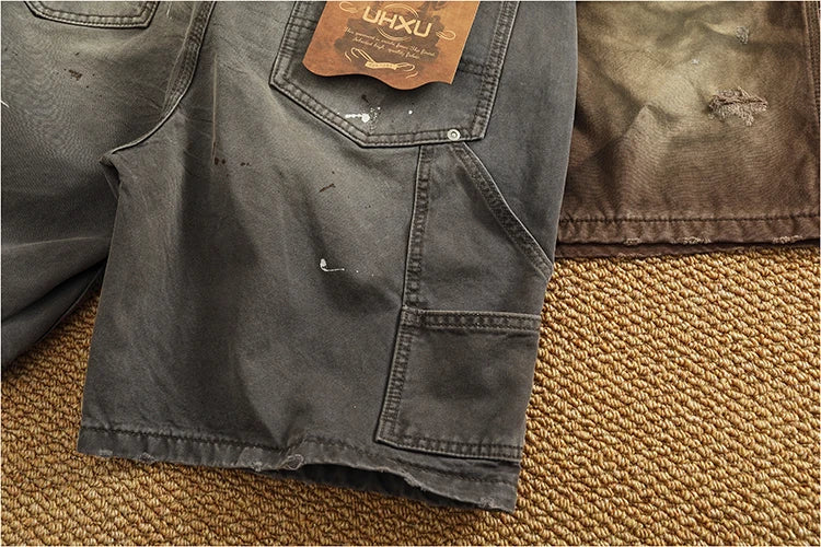 Men's Vintage Washed Cargo Shorts | Textured Cotton