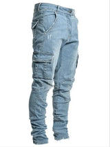Men's Slim Fit Elastic Denim Cargo Joggers