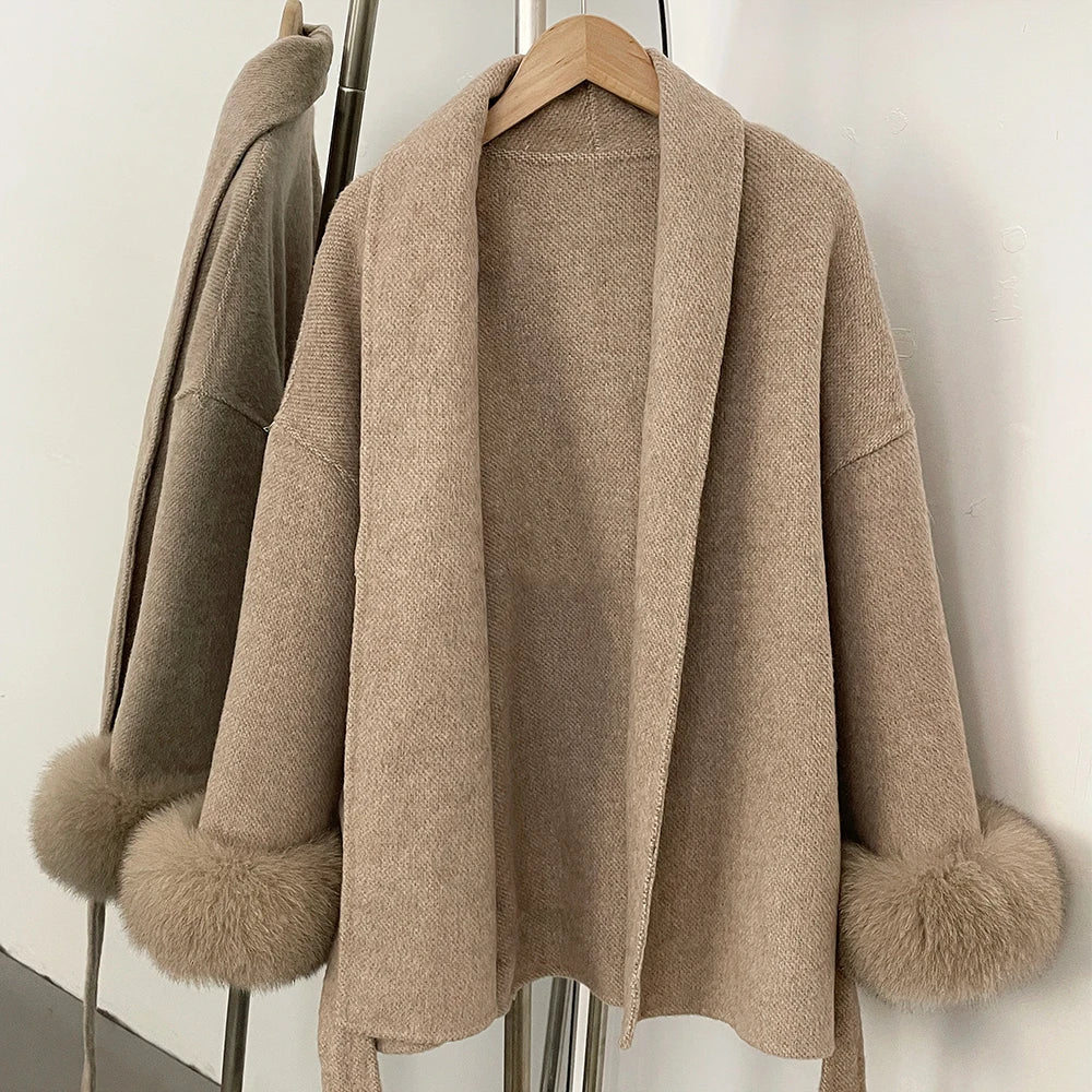 Double-Sided Wool & Fox Fur Jacket