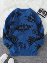 Men's Abstract Eye Jacquard Knit Sweater