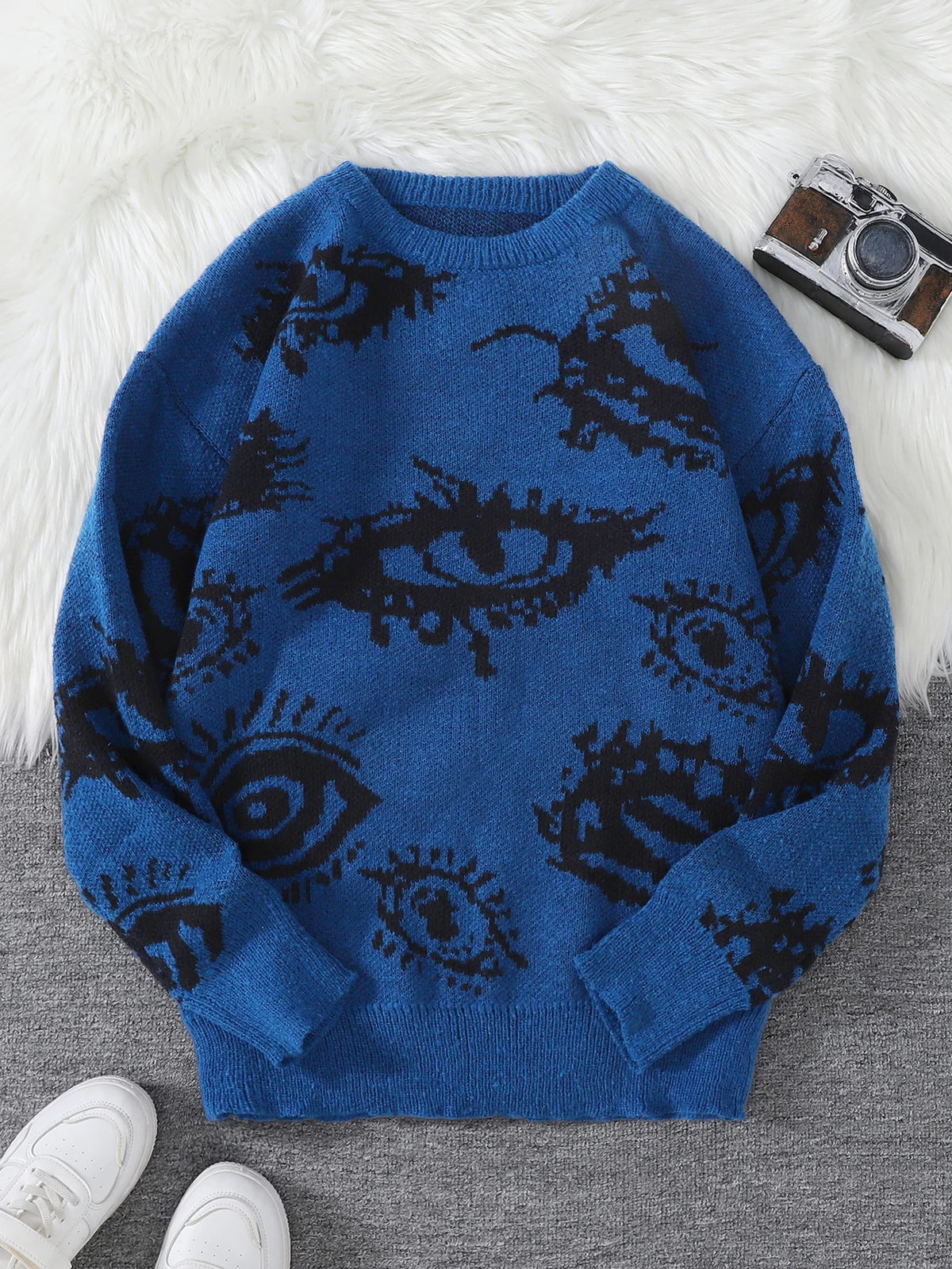 Men's Abstract Eye Jacquard Knit Sweater